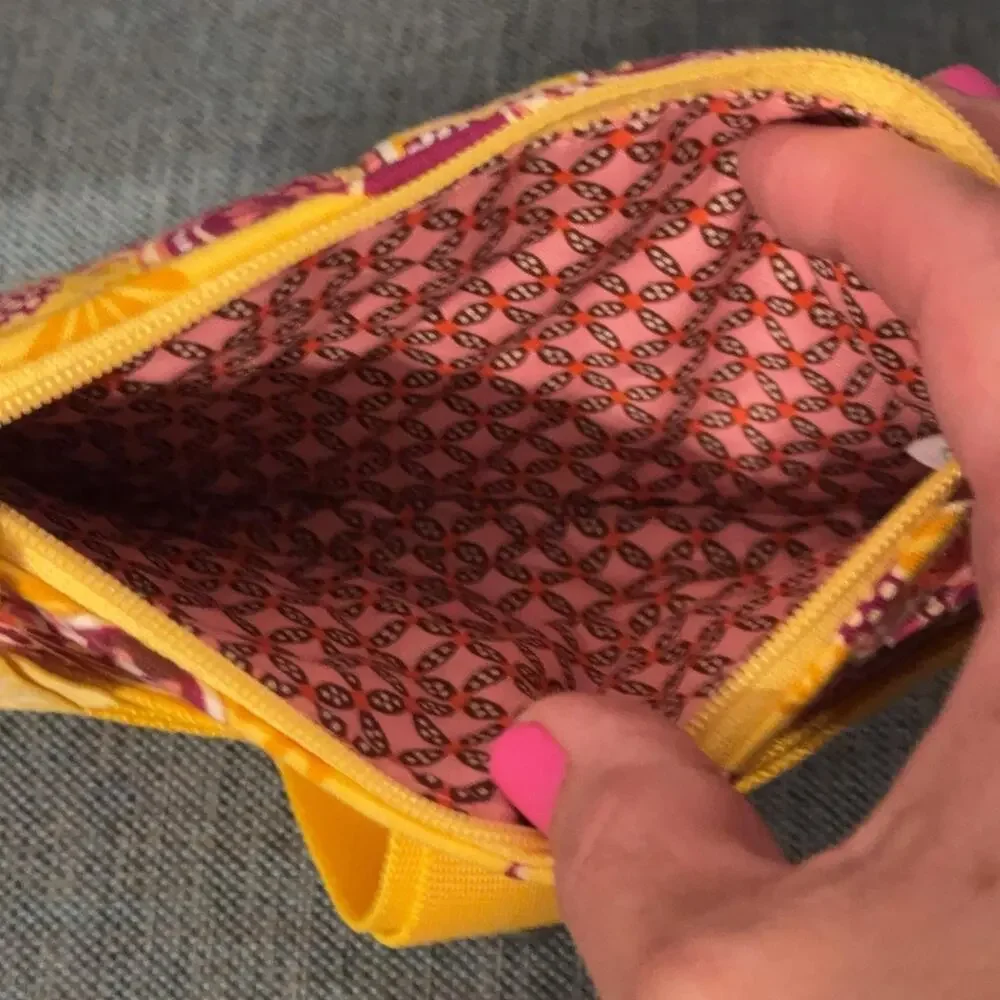Vera Bradley Crossbody Bag Womens Small Yellow Paisley Cotton Purse Travel Boho
